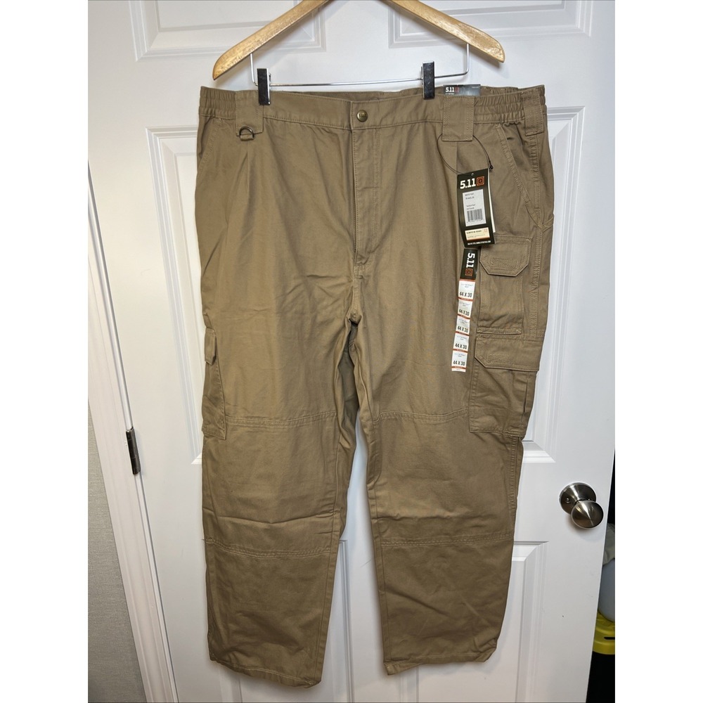 5.11 Tactical Cargo Pants 44x30ā Beige 74251 Cotton Elastic Waist Knee Pad Ready - Picture 2 of 16